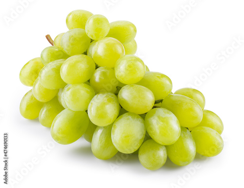 Green grape isolated on white. Fresh green grapes. White background. With clipping path. Full depth of field.