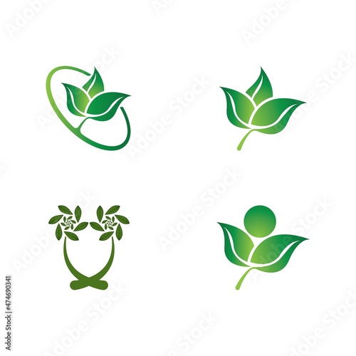 Logos of green Tree leaf ecology