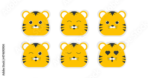 Stickers in the form of a cute tiger with different emotions