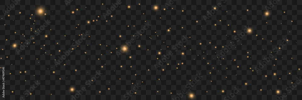 Fototapeta premium Glowing light effect with many glitter particles isolated on transparent background. Star cloud with dust. Vector 10ps