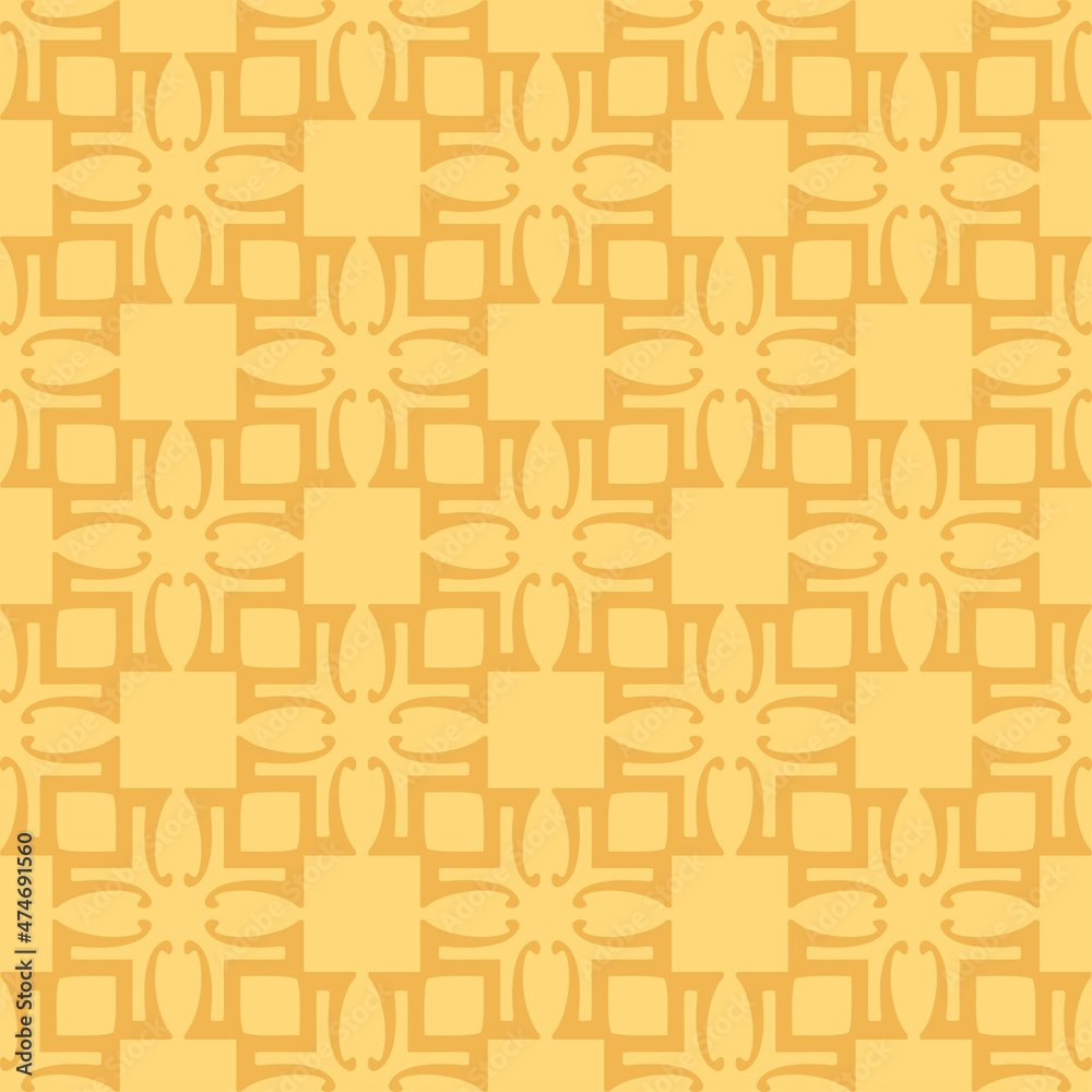 Fototapeta premium Beautiful background pattern with decorative ornament on a yellow background. Fabric texture swatch, seamless wallpaper. Vector illustration