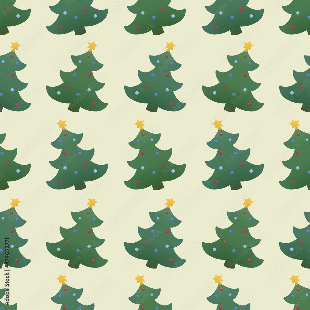 winter pattern with christmas tree with toys
