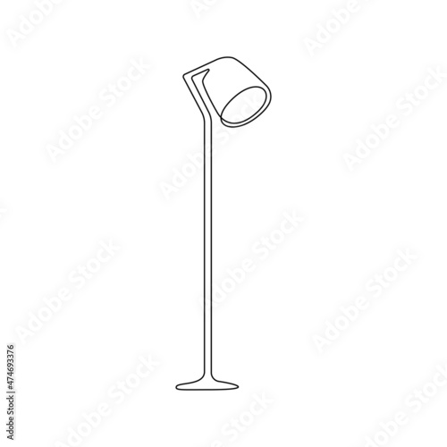 Modern light lamp for home interior decorations of trendy scandinavian style contour lines. Outline loft lantern and spotlight in simple linear silhouette. Doodle vector illustration