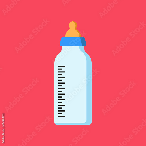 Flat icon baby feeding bottle isolated on white background. Vector illustration.