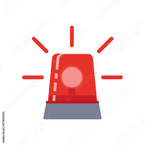 Flat icon police car red flasher isolated on white background. Vector illustration.
