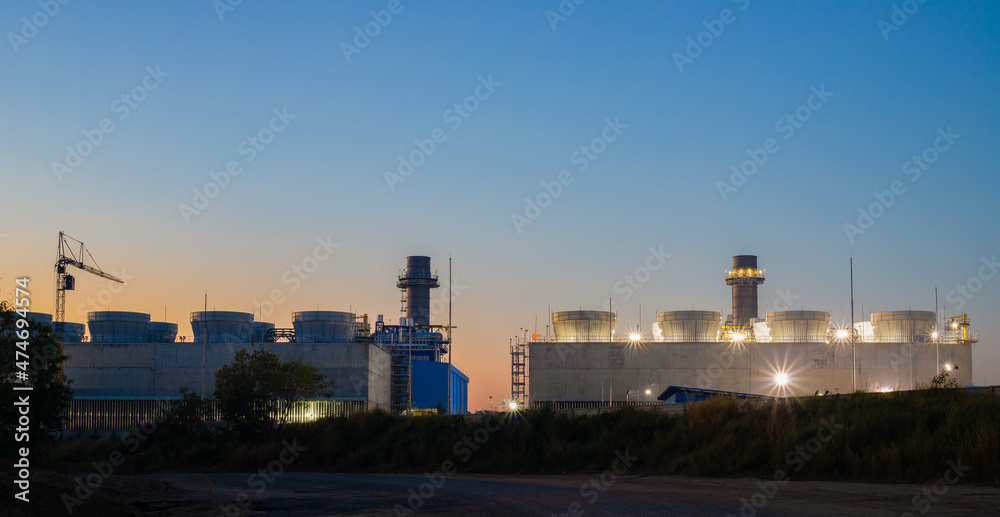 Gas turbine electrical power plant with in Twilight power for factory energy concept.