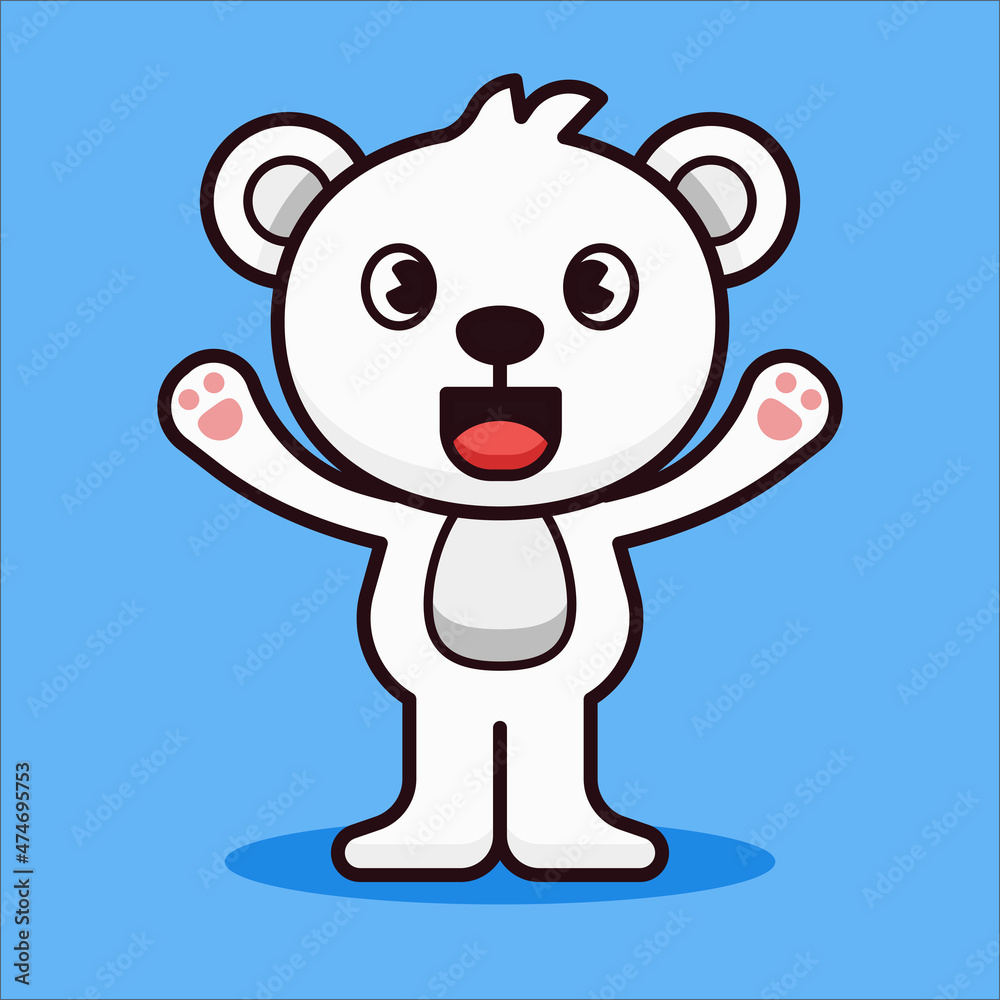 Fototapeta premium Polar Bear Happy Pose Illustration