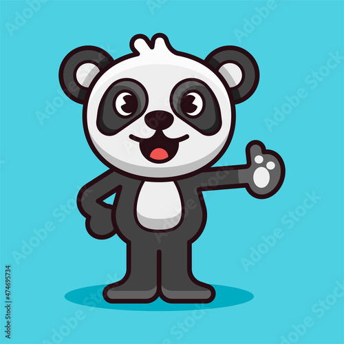 Fototapeta Naklejka Na Ścianę i Meble -  Panda Good or Thumbs Up Pose Illustration