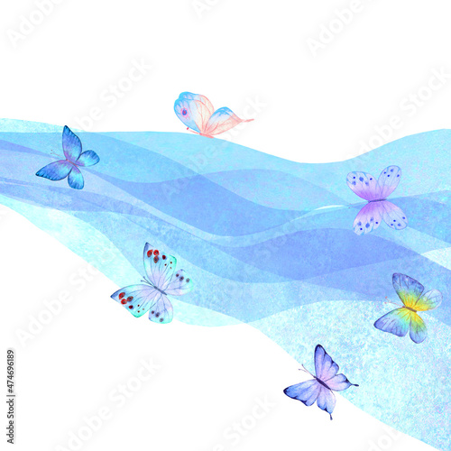 Watercolor transparent wave...