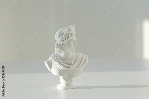 Gypsum statue of Apollo's head. Apollo Belvedere.