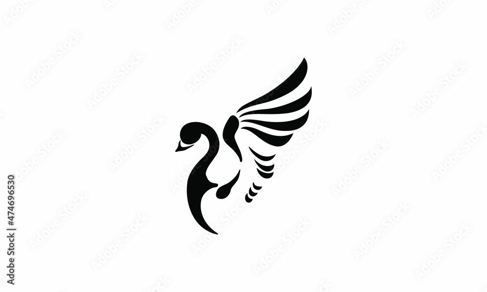 Fototapeta premium This is the black and white Swan wings logo