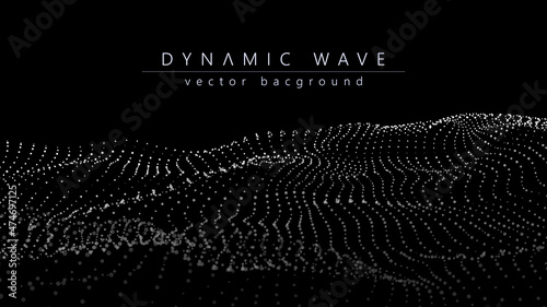 Wave of particles. Technology background concept dynamic wave Vector illustration. Futuristic point wave.