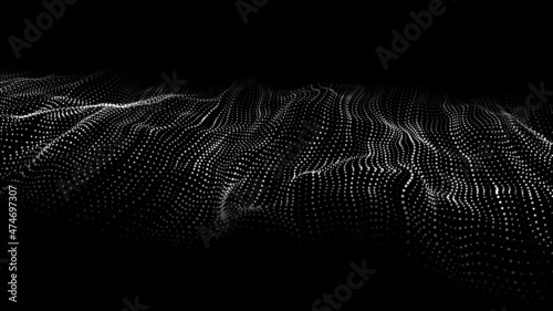 Wave of particles. Technology background concept dynamic wave Vector illustration. Futuristic point wave.