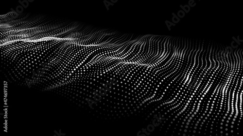 Wave of particles. Technology background concept dynamic wave Vector illustration. Futuristic point wave.