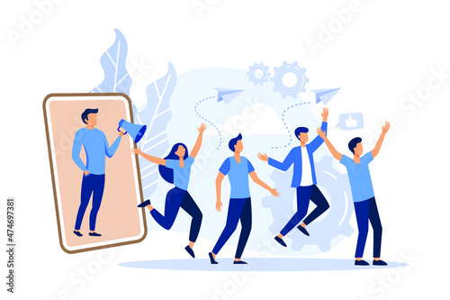 referral marketing concept, friends loyalty program, promotion method flat design modern illustration