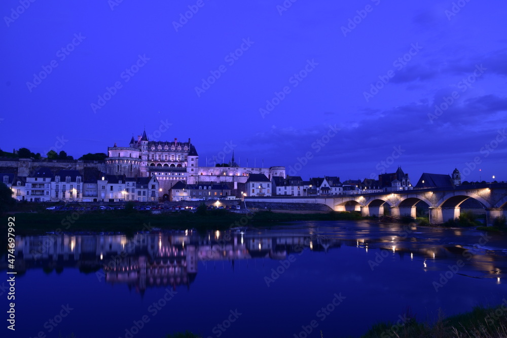 Fototapeta premium フランス・ロワール地方のアンボワーズ城の夜景