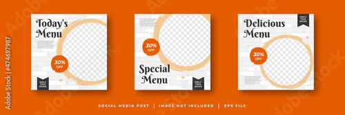 food menu social media post banner template collection