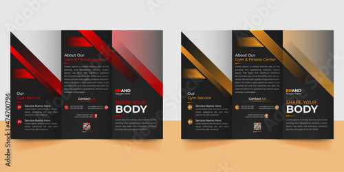 Abstract Fitness gym trifold brochure template