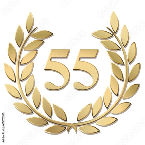 3D gold laurel wreath 55 vector isolated on a white background