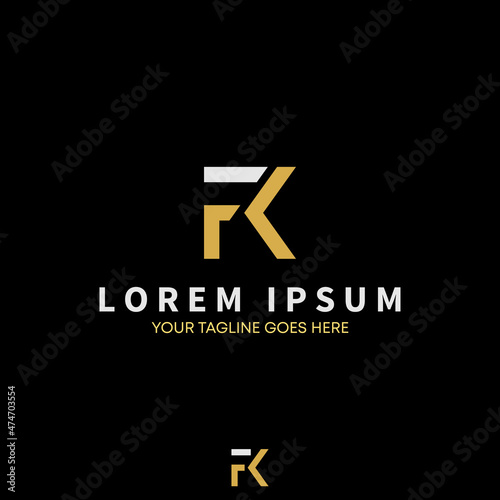 Letter or word KF of FK cutting font image graphic icon logo design abstract concept vector stock. Can be used as a symbol related to initial or monogram.