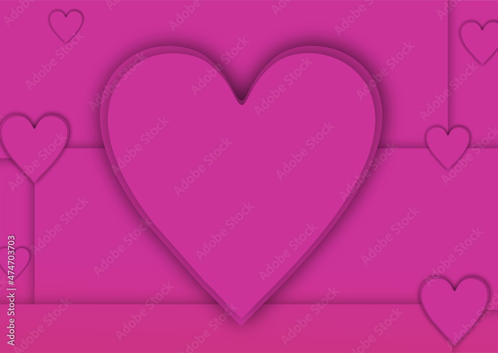 background valentine with hearts 3d pink