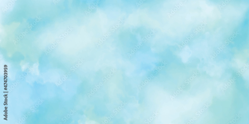 Watercolor illustration art abstract blue color texture background. Watercolor stain with hand paint, cloudy pattern on watercolor paper for wallpaper banner and any design.