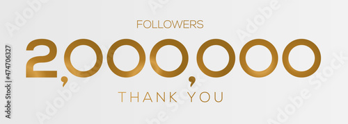 2000000 followers thank you celebration, 2 Million followers template design for social network and follower, Vector illustration.