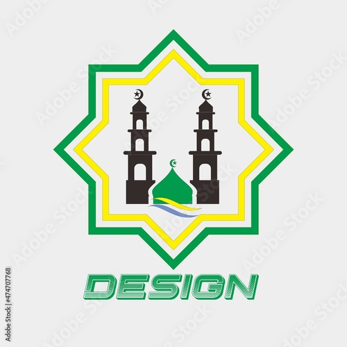 Logo design template, with two minarets and a mosque dome