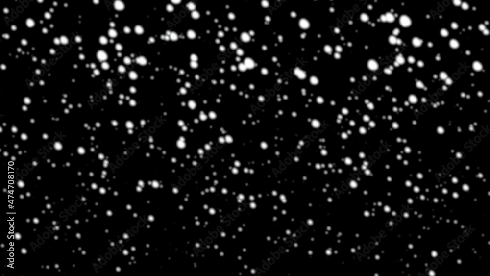 Vector falling snow effect isolated on black background with blurred bokeh