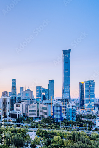 Dusk scenery of CBD buildings in Beijing, China