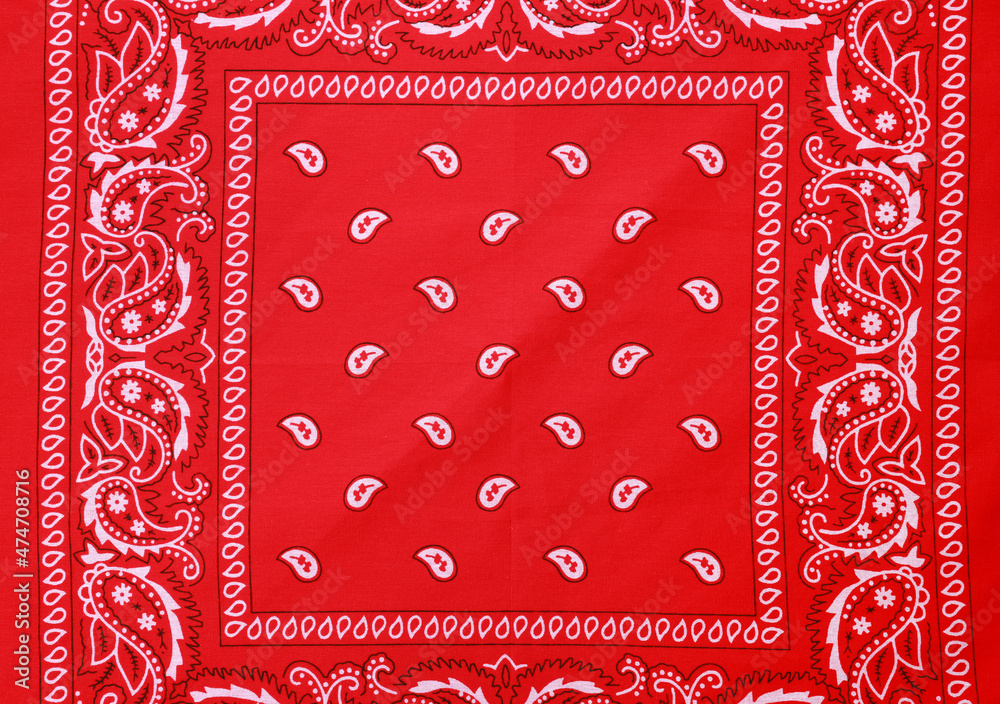 Top view of red bandana with paisley pattern as background Stock Photo |  Adobe Stock