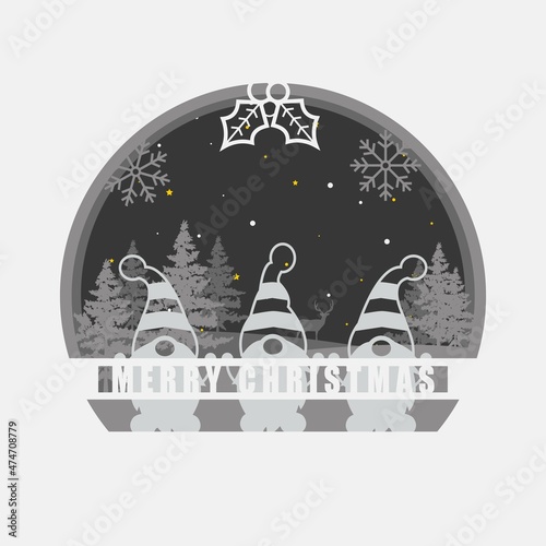 Christmas Gnome 3D Layered Paper Cut Shadow Box 
