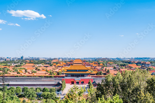Fototapeta High-view sunny day scenery of the Palace Museum, Beijing, China