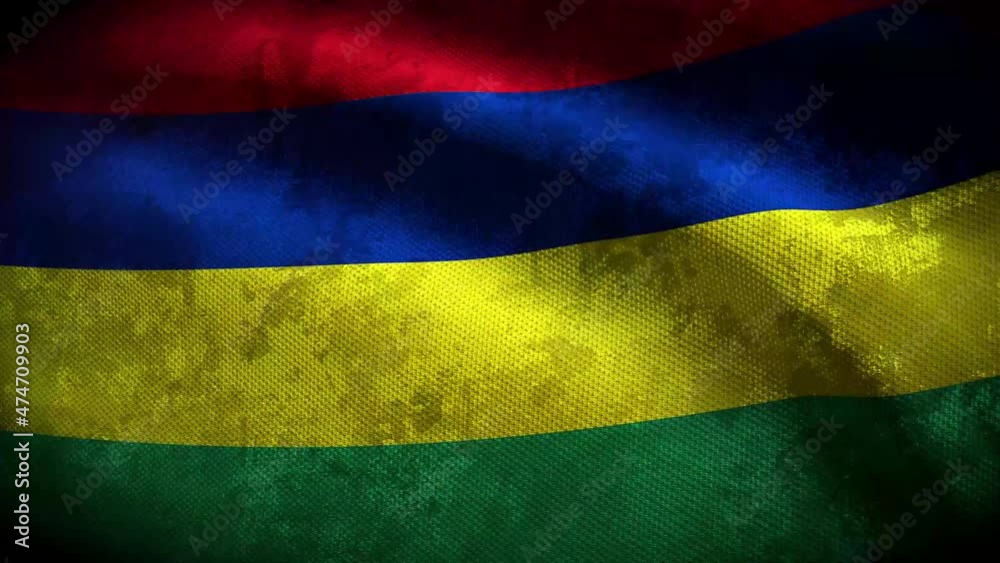 Mauritius grunge flag - loop animation