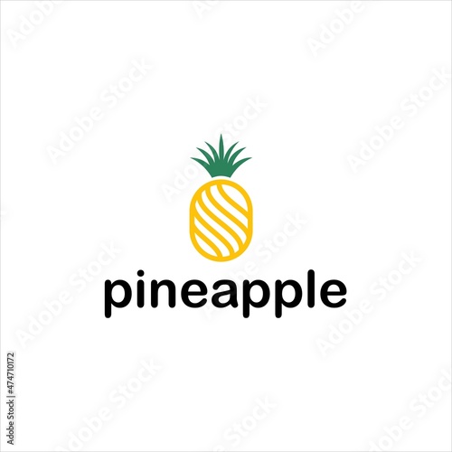 pineapple logo design, fresh fruit yellow vector