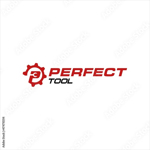 letter p and wrench logo vector, gear for automotive illustration,motor mechanic design