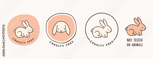 Cruelty Free, Note tested on animals hand drawn icons, logos, stamps, Organic, vegan and natural