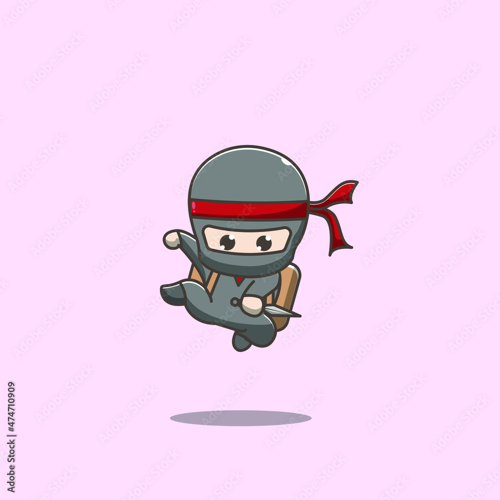 package delivery ninja  vector illustration