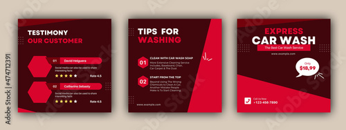 Car wash service square social media banner post template