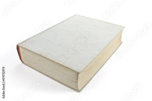 Blank grey hardcover book isolated on white background