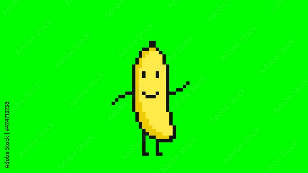 Dancing banana pixel art animation on green screen background Stock ビデオ