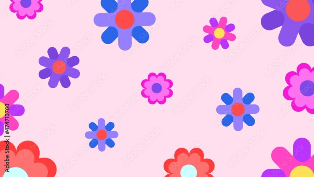 colorful flower animation on pink background colorful flower animation on pink background