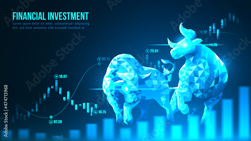 Concept art of Bullish in futuristic idea suitable for Stock Marketing or Financial Investment