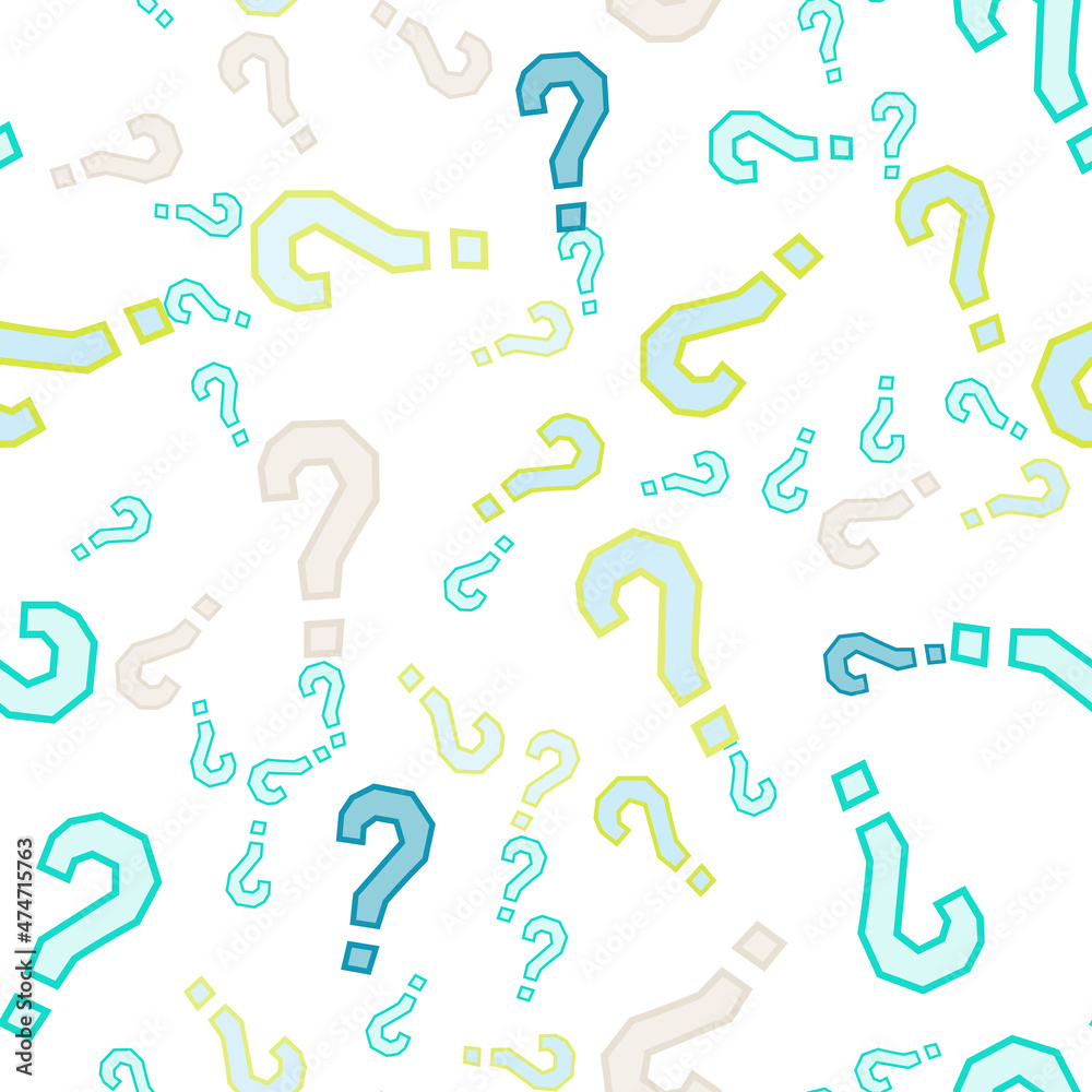 Quiz seamless pattern. Question marks, doubt, faq Quiz seamless pattern. Question marks, doubt, faq