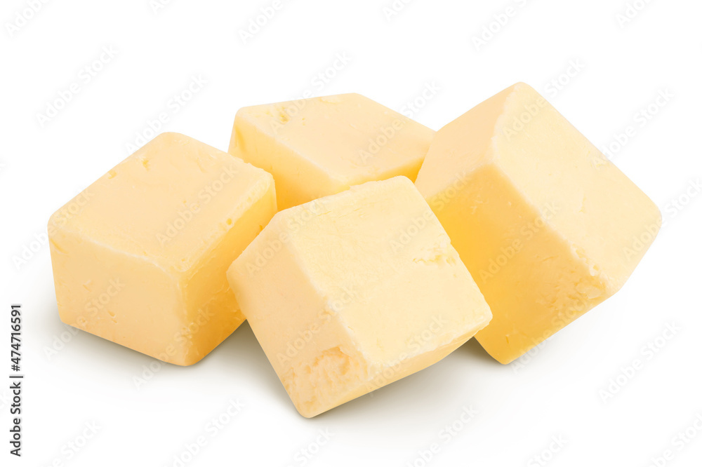 butter cubes isolated on white background with clipping path and full depth of field butter cubes isolated on white background with clipping path and full depth of field