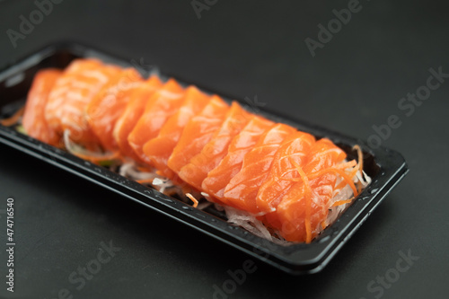 Salmon sashimi cutting fresh and raw piece