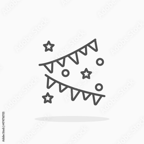 Garland icon. Outline style. Editable Stroke and pixel perfect. Vector illustration. Enjoy this icon for your project.