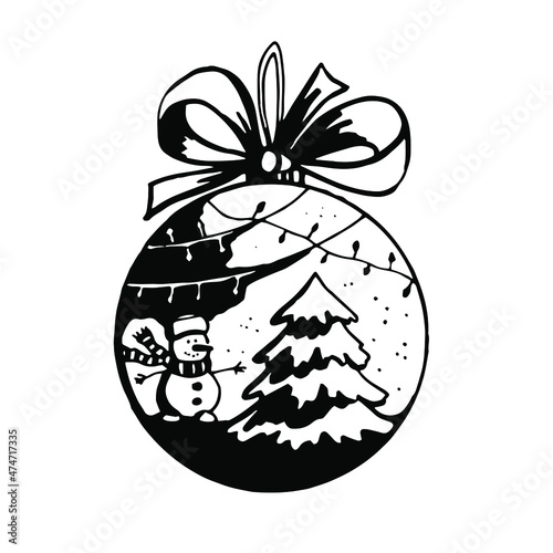 Christmas tree decor ball. Vector clipart