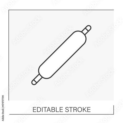  Kitchen utensil line icon. Rolling pin for dough. Cooking tools concept. Isolated vector illustration. Editable stroke