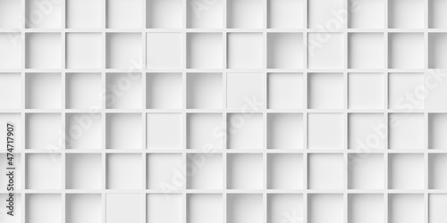 Random shifted inset white cube boxes block background wallpaper banner full frame filling